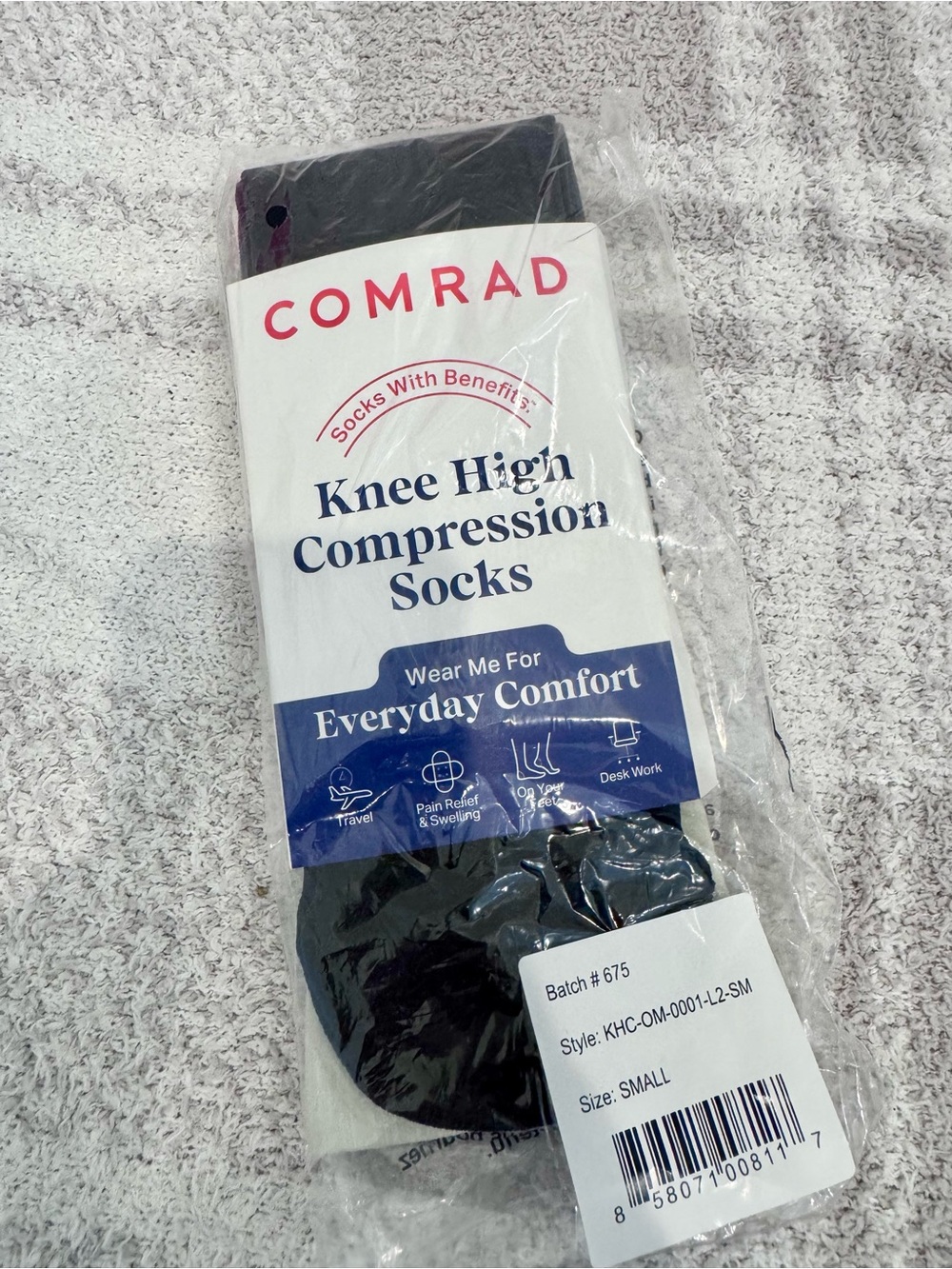 Comrad Knee High Compression Socks, in Black Ombré (Small)
